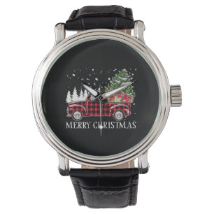 Montre Joyeux sapin de Noël Buffalo Chariot rouge plaqué