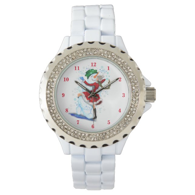Montre Joyeux Snowman et Fille Dance Tango fête de Noël (devant)