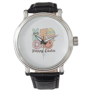 Montre Joyeux Sourire de Pâques Face Rétro Hippie Lapin L