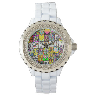 Montre Judaica Retro 60s Psychedelic Shalom LOVE