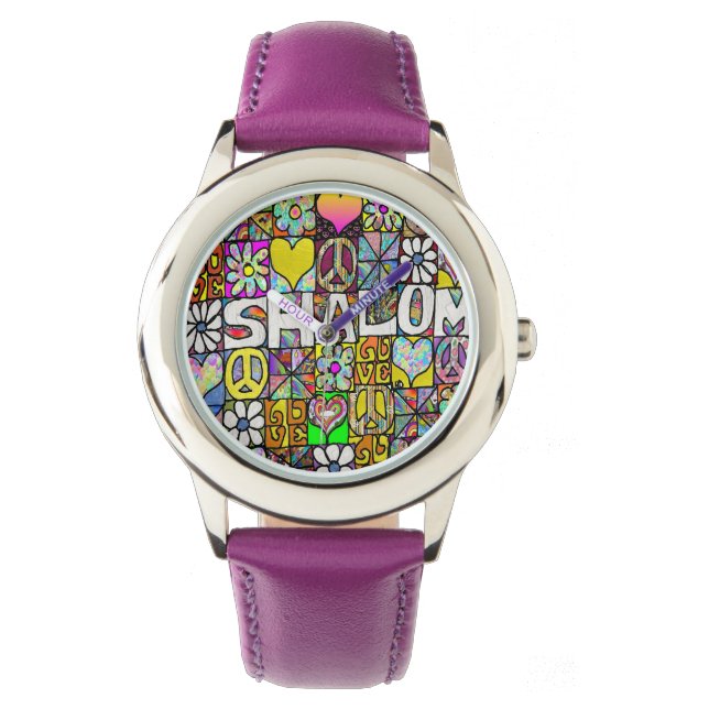 Montre Judaica Retro 60s Psychedelic Shalom Watch (devant)
