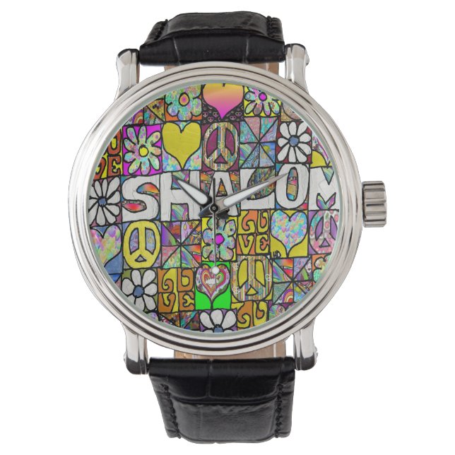 Montre Judaica Retro 60s Psychedelic Shalom Watch (devant)