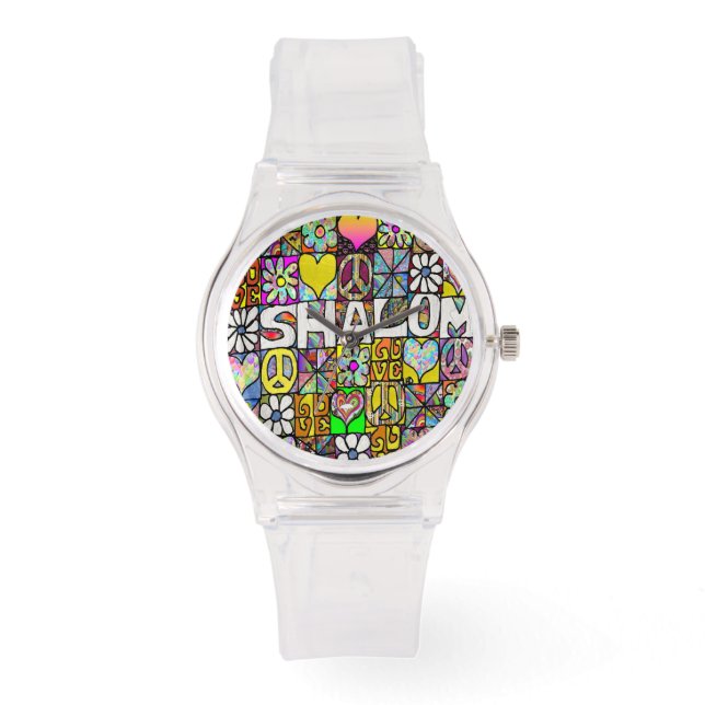 Montre Judaica Retro 60s Psychedelic Shalom Watch (Recto)