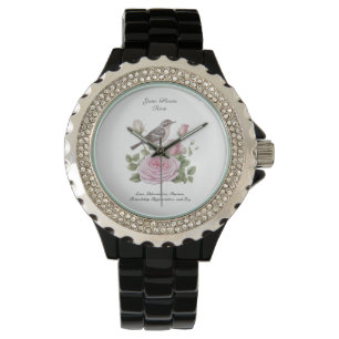 Montre Juin Mois de naissance Fleur Rose Élégant Annivers