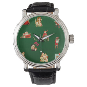 Montre jule vintage, motif de noël, victorien, art nouv