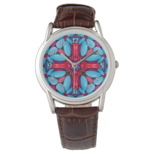 Montre Kaleidoscope rouge et bleu Vintage
