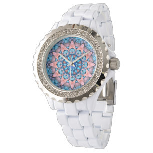 Montre Kaleidoscope Vintage bleu fractal