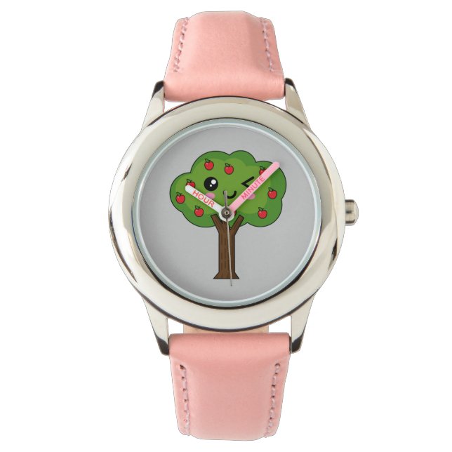 Montre Kawaii Joyeux Pommier À Voie (devant)