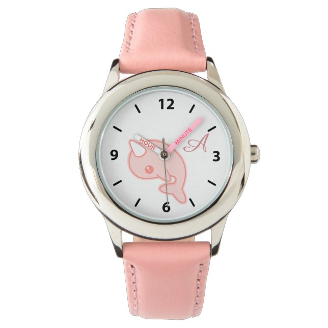 Montre Kawaii Pink Narwhal (devant)