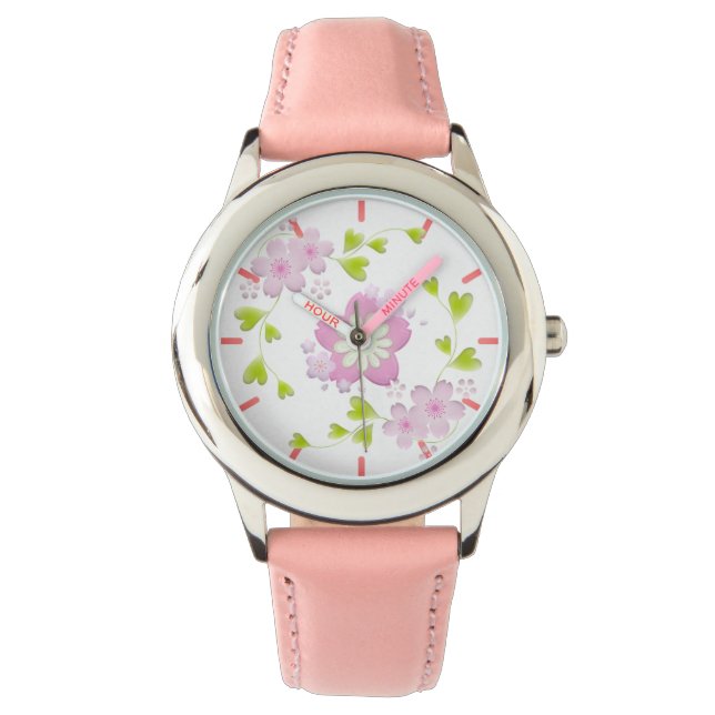 Montre Kawaii Style Sakura Fleur d'arbre de cerisier (devant)