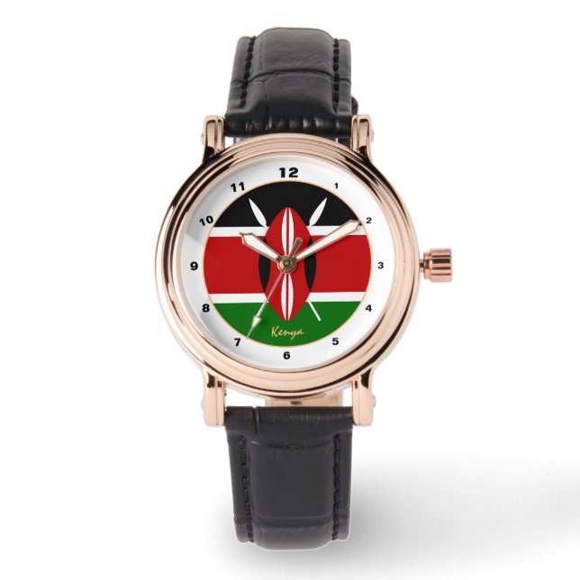 Montre Kenyan Flag & Kenya tendance mode / design watch (Recto)