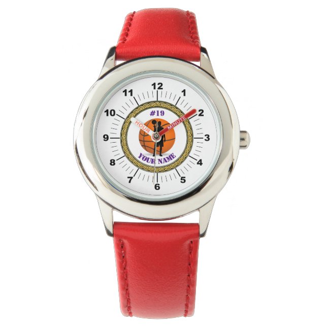 Montre Kid's Watch Custom Basketball - Ajouter nom/numéro (devant)