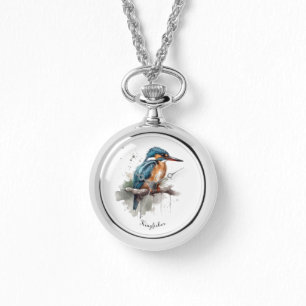 Montre Kingfisher assis sur une branche, personnalisable