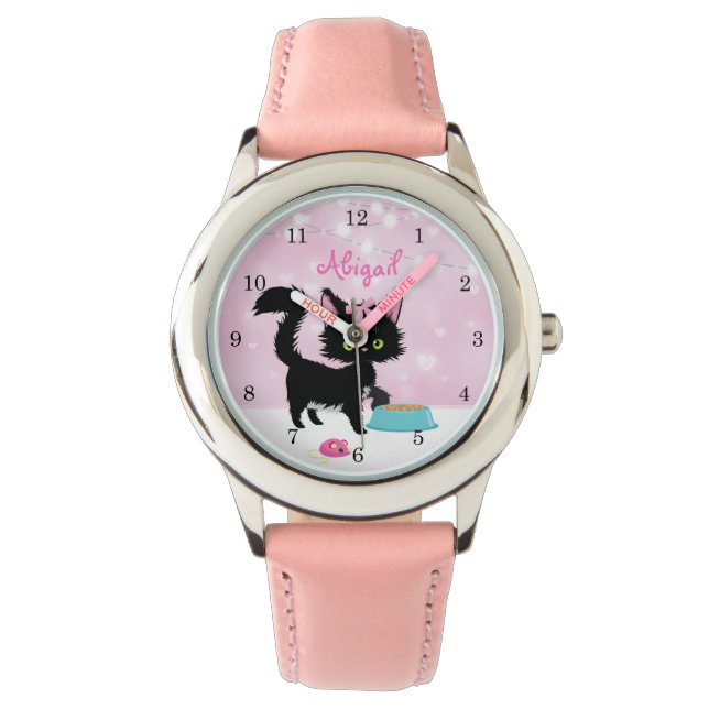 Montre Kitten Cat Pink et White Girly (devant)