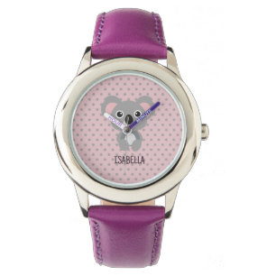 Montre Koala Purple Nom des enfants personnalisé