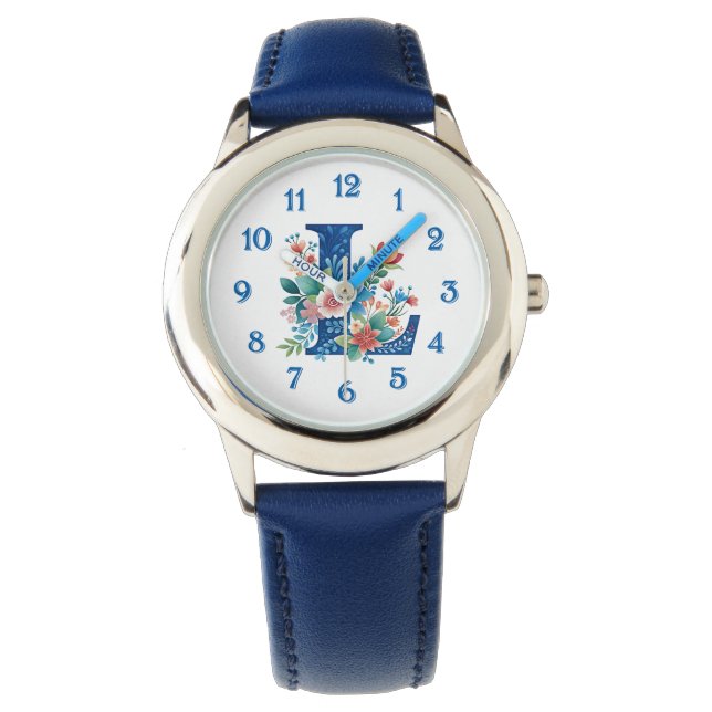 Montre L Monogramme orné design floral (devant)