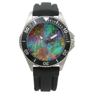 Montre La bulle psychédélique éclate les marguerites Abst