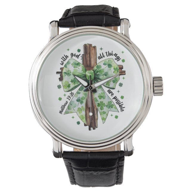 Montre La foi chrétienne de la Saint-Patrick Trèfle Trèfl (devant)