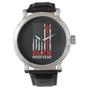 Montre La foi sur la peur Cool Christian Flag Cross
