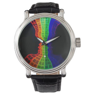 Montre La fontaine d'amour fluorescente colorée arc-en-ci