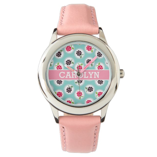 Montre La framboise girly mignonne de turquoise modèle le (devant)