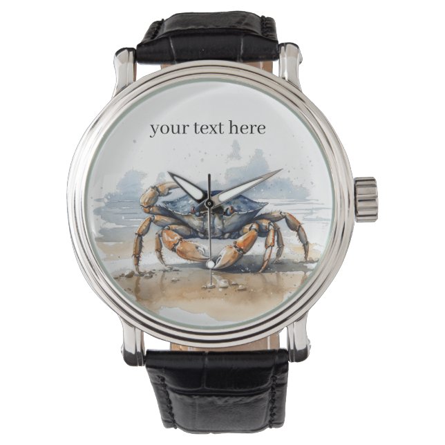 Montre la marche du crabe sur la plage, personnalisable (devant)