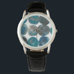 Montre La Mer - Cercles<br><div class="desc">La Mer III par Chariklia Zarris. Motif qui présente des cercles d'aquarelle bleu-ish.</div>