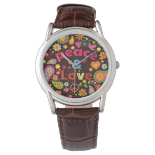 Montre La Paix et l'Amour Vintage Hippie