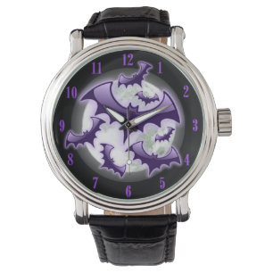 Montre La Pleine lune noire et pourpre manie la batte la