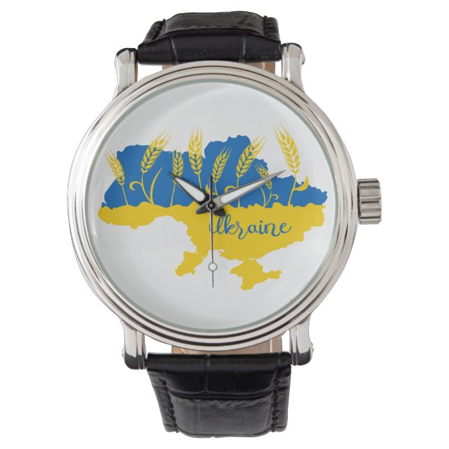 Montre La typographie ukrainienne et l'oreille au blé sur (devant)