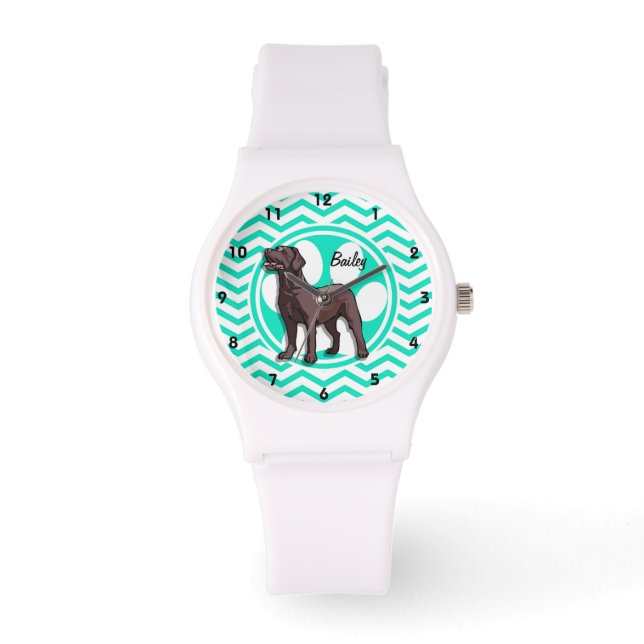 Montre Laboratoire de chocolat; Aqua Green Chevron (Recto)