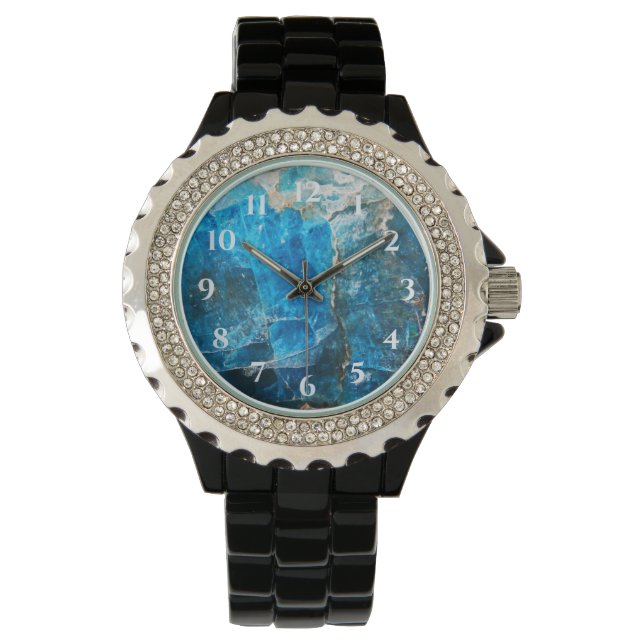 Montre Labradorite Gems bleu chiffres (devant)