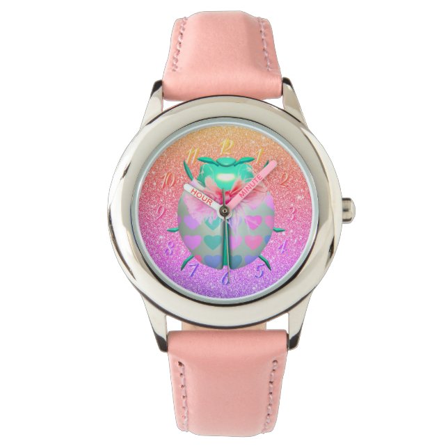 Montre Ladybug charmant coeur mignonne parties scintillan (devant)