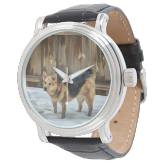 Montre L'Allemand Shepheard Dans La Veille De Neige