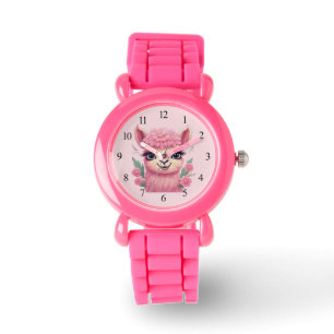 Montre Lama bébé rose souriant