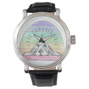 Montre l'amour conquiert tout chien arc-en-ciel basset ho