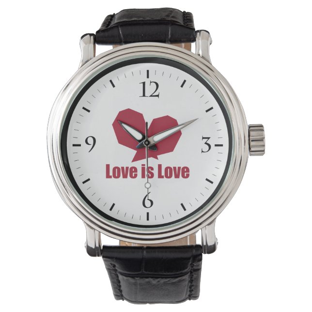 Montre L'amour est amour coeur rouge (devant)