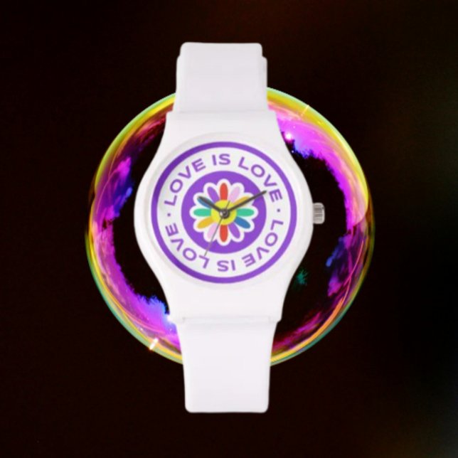 Montre L'amour est amour Fleur arc-en-ciel (Créateur téléchargé)