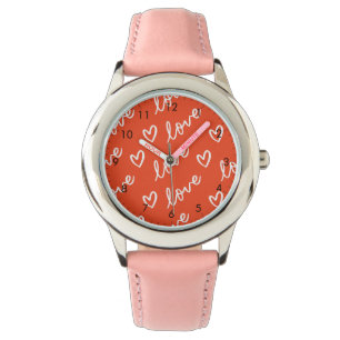 Montre L'amour et les coeurs roses et rouges