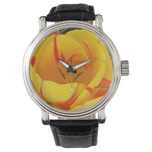 Montre Lanière noire Tulip Jaune