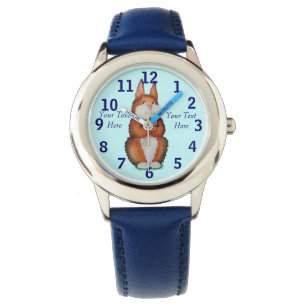 Montre lapin brun mignon tenant l'illustration de fleurs