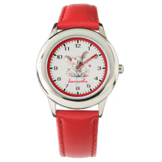 Montre Lapin Cutest Jamais ! Avec papillons rouges et fle