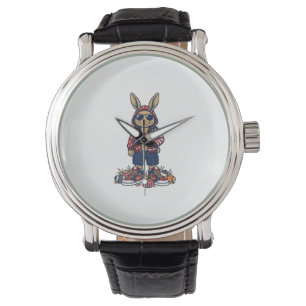 Montre Lapin de Pâques patriotique Vintage vecteur de che