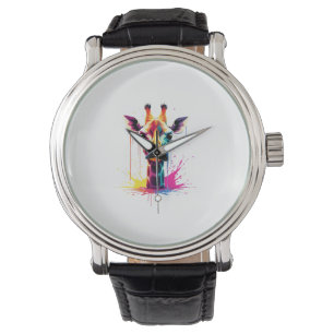 Montre L'art animal africain La girafe colorée pour drôle
