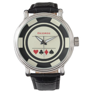 Montre Las Vegas Poker Chip Casino Off Blanc Noir