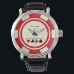 Montre Las Vegas Poker Chip Casino Off White Red<br><div class="desc">Cette montre de style jeton de poker blanc et rouge ferait un cadeau fantastique pour vous-même,  ou,  pour le casino personne aimer dans votre vie. Personnalisez le design avec un nom.</div>