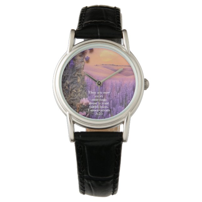 Montre Lavender  Watch Lamentations 3:23 (devant)