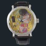 Montre Le baiser de Gustav Klimt, Art Nouveau Vintage<br><div class="desc">Le tableau ultime de l'amour, un beau design pour célébrer la Saint Valentin avec! The Kiss (détail) (1907-1908) de Gustav Klimt est un symbole de l'époque victorienne vintage de l'amour d'art et de la peinture romantique mettant en scène un couple romantique dans différentes nuances d'or, motifs et symboles, partageant un...</div>