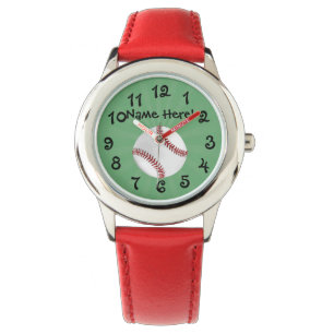 Montre Le base-ball personnalisé sur le vert badine des