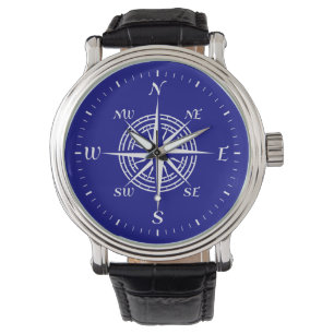 Montre Le bleu de la marine sur le Rose de la boussole c